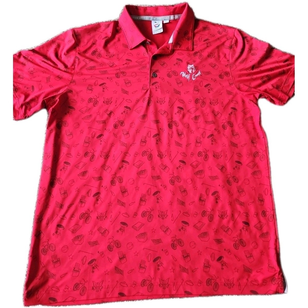 Puma Volition America Golf Polo Shirt Mens Large Red Summer Casual Read